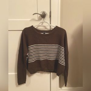 Cropped striped sweater, size small, dark olive green